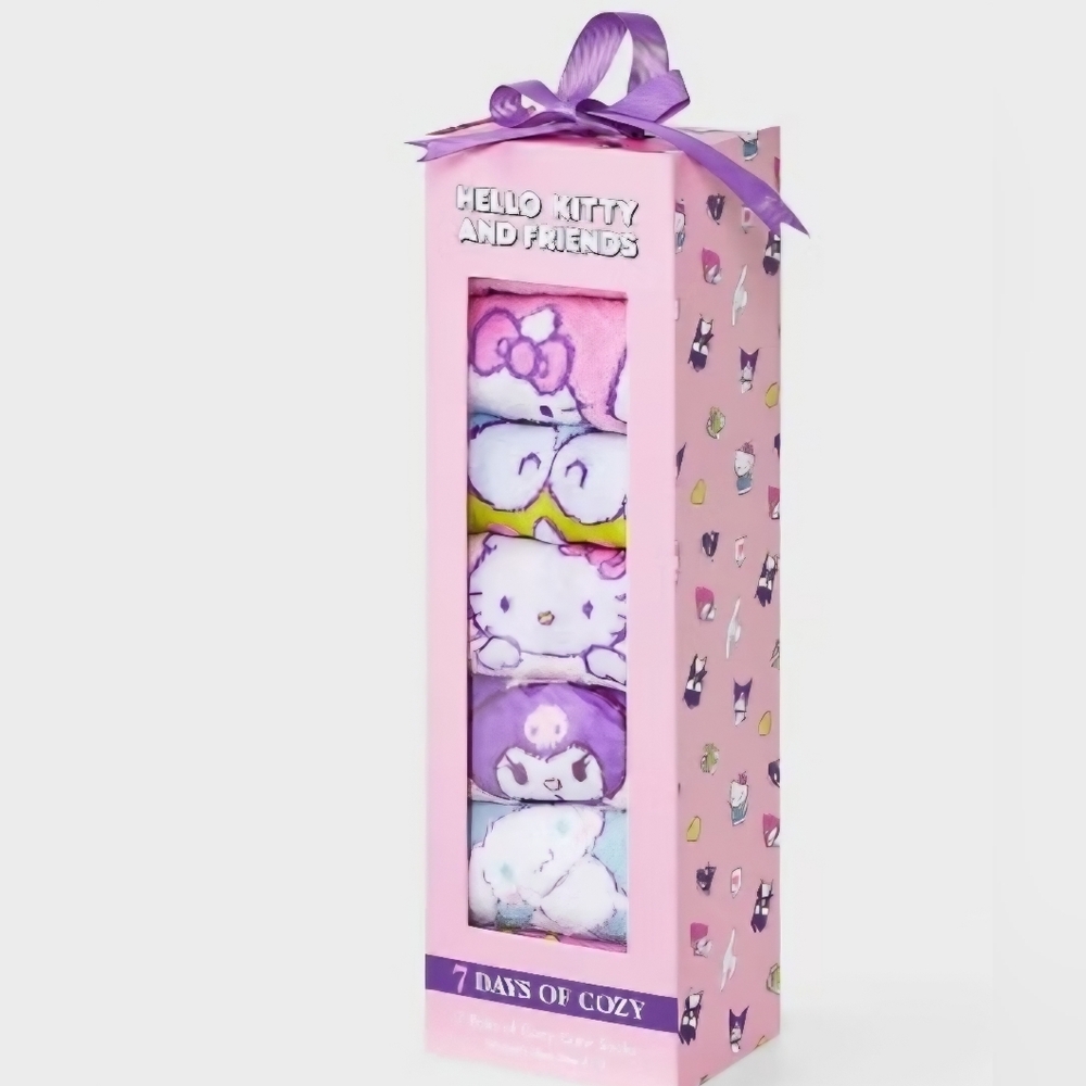 Hello Kitty 7 Days of Cozy Crew Socks Gift Box - Assorted Color Sz 4-10